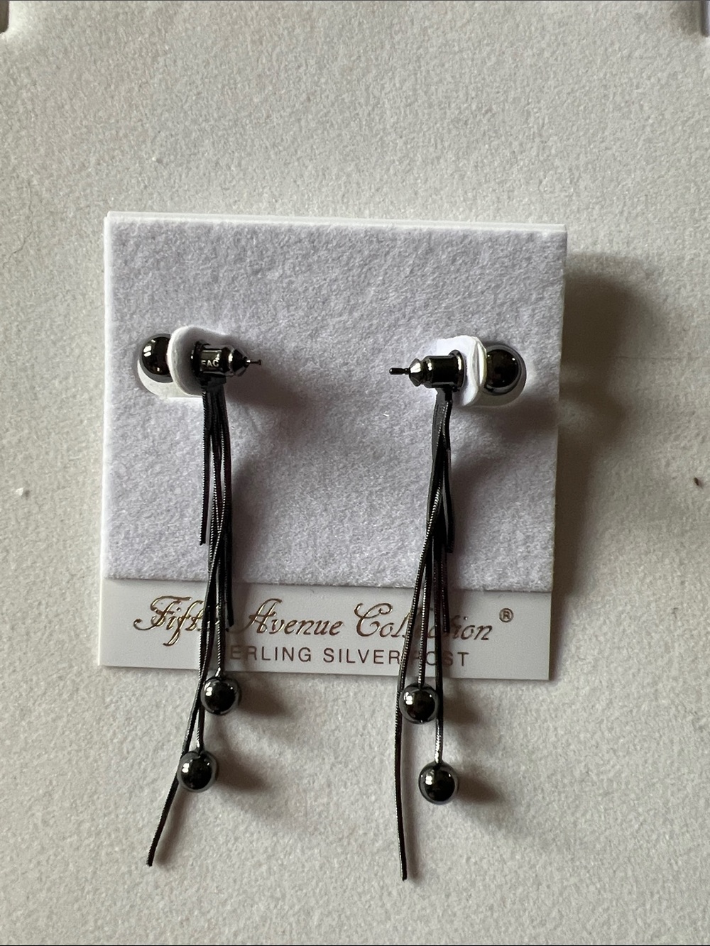 Fifth Avenue Collection hematite Black Dangle Earrings